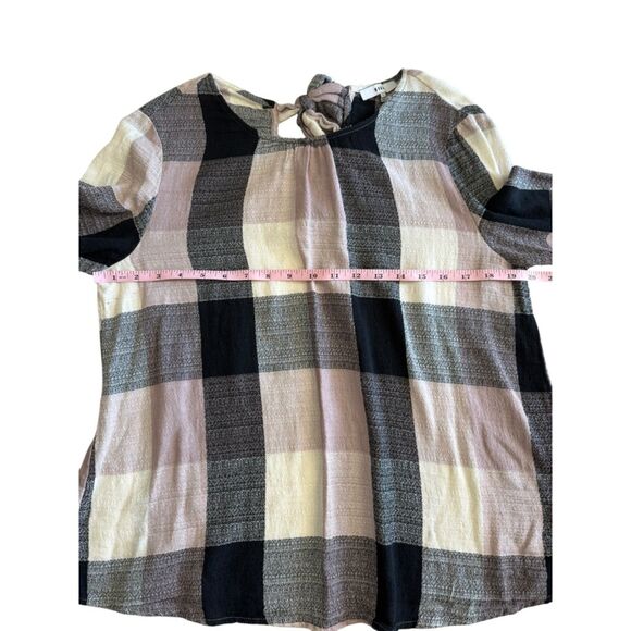 RO&DE Anthropologie Casual Pink Plaid flowy blouse Size Large Preppy Top Y2K - Picture 3 of 5